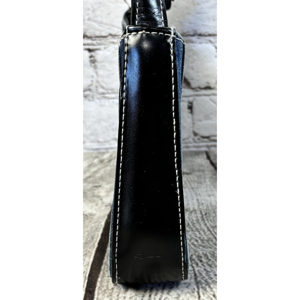 Patchwork Denim Shoulder Bag‎ Jean Purse Black Faux Leather Strap 2000s - Picture 5 of 6